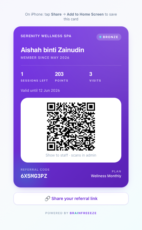 Digital membership card with QR code